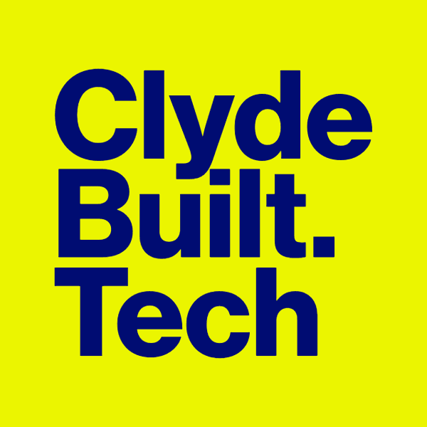 Text 'Clyde Built. Tech' on a yellow background